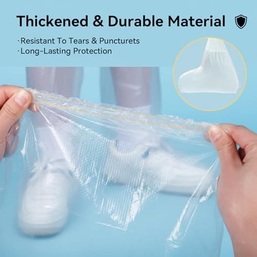 10 Pairs Waterproof Shoe Covers, Shoe Covers Disposable Waterproof Shoe Covers, Waterproof Shoe Covers for Rain, Disposable Plastic, Non-Slip, Clear, Large, Indoor Outdoor Boot Protector — view 5