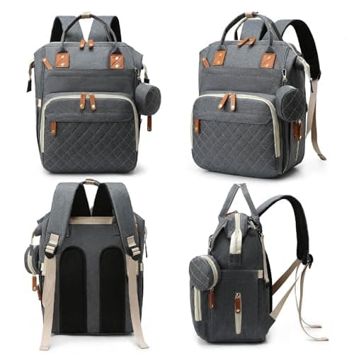 Hushco Lightweight Baby Changing Bag Unisex Backpack Nappy Bags Diaper Travel Bag for Mom and Dad | Pacifier Holder | Stroller/Pram Straps | USB Port (Dark Grey) — view 4