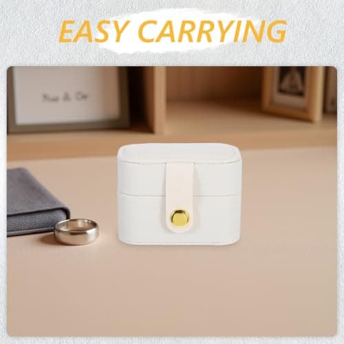 Operitacx 2pcs Mini Ring Storage Box Ring Display Case White Pu Fleece Multislot Scratch-resistant Jewellery Organizer and Wedding Bands Travel and Wedding Use for Brides and Women — view 5