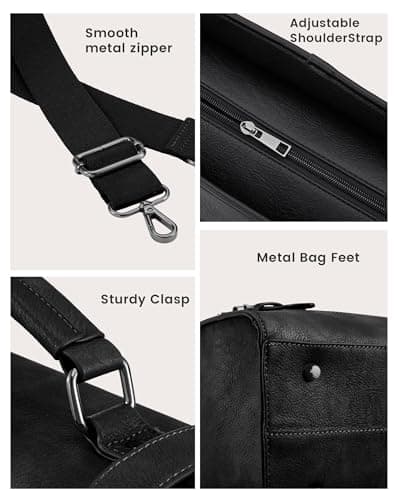 LOVEVOOK Messenger Bag Laptop Bag, 15.6 Inch Leather Vintage Briefcase for Men, Classic Shoulder Satchel Bag with Buckle Closure for Work Office Business College — view 6