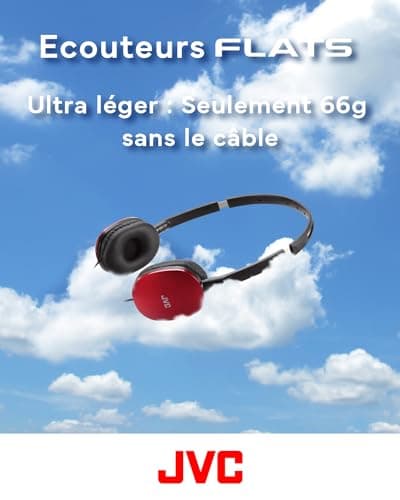 JVC HA-S160M-R Flats Foldable and Compact Headphones in Glossy Trendy Colour, with Switch for Microphone On/Off, Ideal for Teleworking and Online Seminars (Red) — view 5