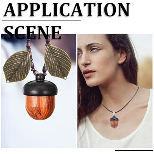 SUNNYCLUE 6 Sets Wood Acorn Box Necklace Making Kit Wood Acorn Charms Wooden Travel Pill Case Autumn Christams Wooden Charm Nut Detachable Nut Box for Jewellery Making Kits — view 5
