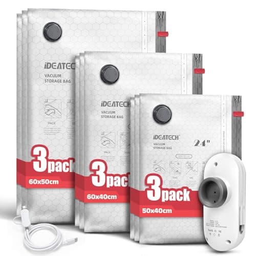IDEATECH Vacuum Bags with Pump for Travel Clothes Compression Packing Cubes