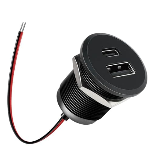 acegoo USB Socket 12V USB Outlet Campervan All-Aluminum RV Outlet, Type A + Type C Port Max 24W Output Charger, PD3.0&QC3.0 Fast Charging for Motorhome Marine Boat Bus Car Truck(Small Panel*1)