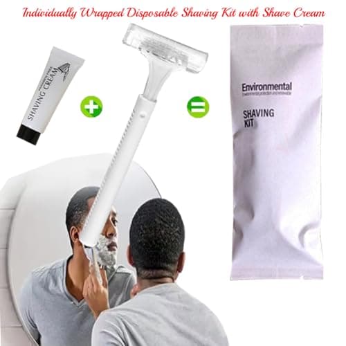 10Pack Luxury Individually Wrapped Eco-Friendly Travel Disposable Razors Kit With Shave Cream; Clean and Hygienic; Pocket Sensitive Skin Razor Set for Guests; Hotel Shaving Razor for Hotel,Travel — view 3