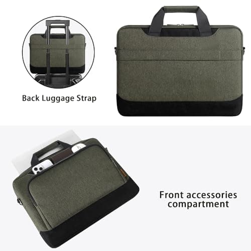 DOMISO 17-17.3 Inch Laptop Sleeve Business Briefcase Laptop Shoulder Bag Compatible with 17" Laptops/ 17.3" HP Pavilion 17/MSI GS73VR Stealth Pro/Dell/Acer/ASUS,Dark Green — view 3