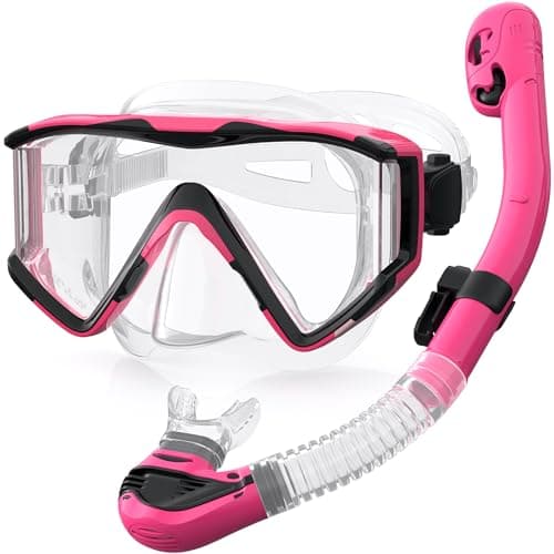 Zeligerstar Snorkel Set Adults, 3 Window Panoramic Mask, Anti-Fog Dry Top