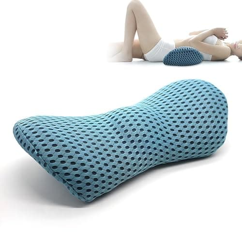 Edumov Lumbar Support Pillow for Lower Back Pain Relief, Thick Memory Foam Back Support Cushion for Sleeping Bed Office Chair, Car Seat, Comfortable Back Wedge Pillow for Traveling, Resting (Blue)