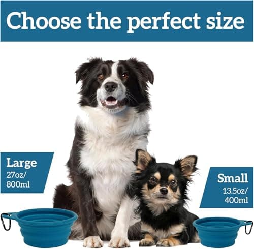 OHMO Collapsible Dog Water Bowl for Travel, 2pcs, 400ml, Light Blue&Grey — view 4