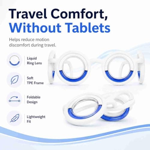 Motion Sickness Glasses, Liquid Ring Lens, Foldable Travel Design, Blue — view 6