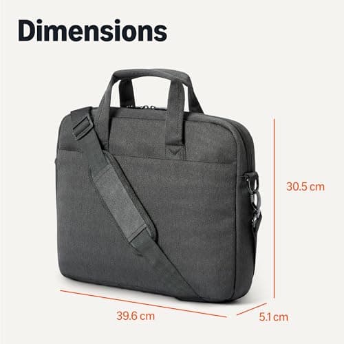 Amazon Basics 15.6-Inch Laptop Shoulder Bag for Women and Men, Messenger Bag for Commuting and Business Trips, Black — view 5