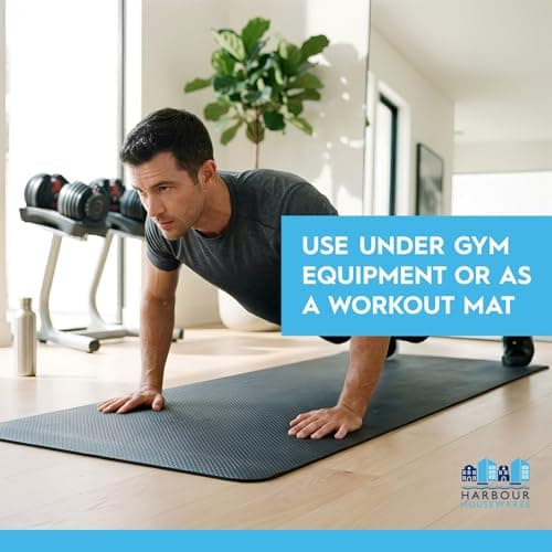 Harbour Housewares Rubber Treadmill Mat – 180 x 75cm – Black - Heavy-Duty NBR, Non-Slip, Water & Abrasion Resistant, Home Gym Floor Protector, Portable Exercise Mat — view 4