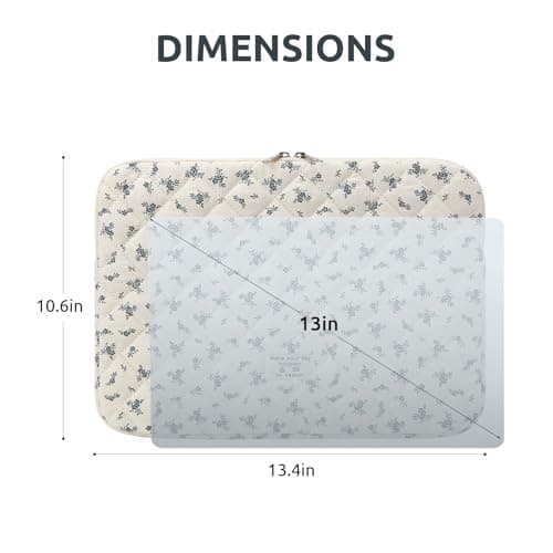 Puffy Laptop Sleeve 13 Inch Cute Floral Laptop Case Soft Quilted Computer Sleeve Protective Cover for MacBook, iPad, Notebook, Chromebook — view 5
