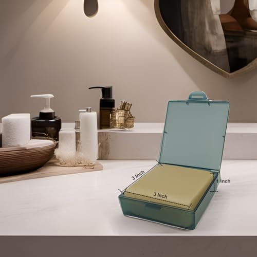 Elimeta Bathroom Soap Dishes (2-pack) - Square Travel Soap Container with Lid - Portable Bar Soap Holder for Shower - Blue - Polypropylene (PP) Material — view 6