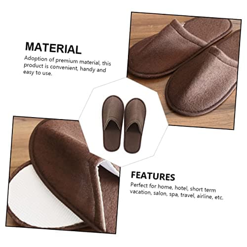 IWOWHERO 10 Pairs Disposable Slippers Non-slip Cloth Hotel Shoes for Travel and Short Term Vacation, Coffee Colour with Anti-skid Feature, Lightweight and Comfortable Guest Spa Slippers — view 4