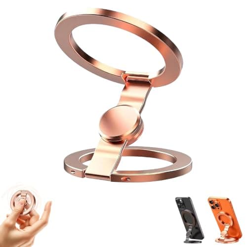 Fidget Spinner Magnetic Phone Holder Stand, Dual Sided Magnet Phone Grip Ring Compatible with MagSafe Cases, for iPhone & Android Devices, Stress Relief Accessory for Gym, Home, Travel，Rose Gold