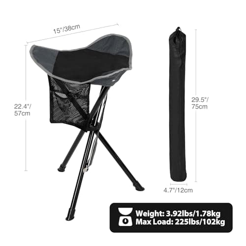 REDCAMP 22.4-inch Tall Tripod Stool Folding,2 Pack Lightweight,Black — view 3