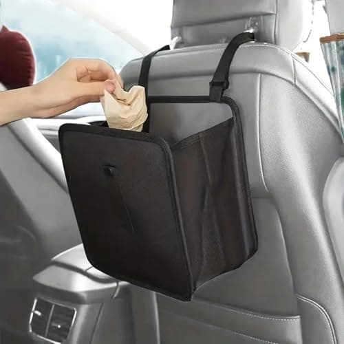 Auto Cabin Waste Container with Quick Release Buckle Storage Foldable Car Trash Can for Family Travel Car Organizer Trash Bag — view 5