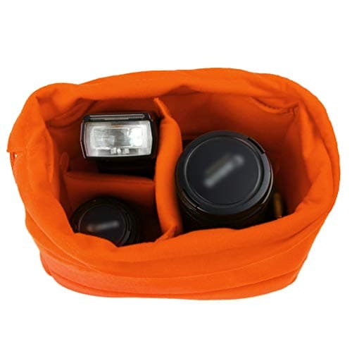 Koolertron Padded DSLR Camera Insert Shockproof Camera Bag Insert Camera Partition Protective Bag Compatible with Sony Nikon DSLR Shot Or Flash Light (Orange) — view 2