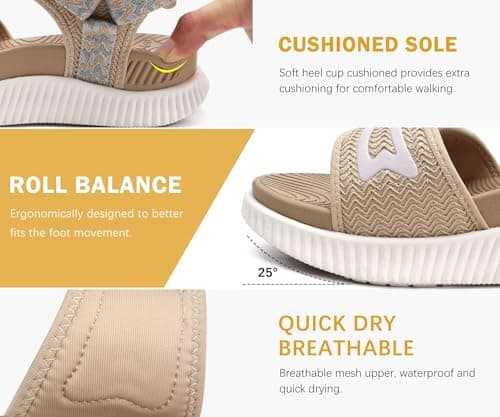 KuaiLu Womens Orthopedic Recovery Walking Arch Support Sandals Beige 6 — view 6