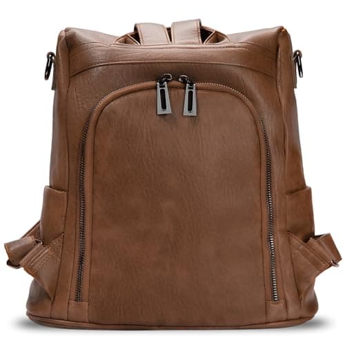 molshine Women PU Leather Backpack,Anti-Theft Travel Rucksack Fashion Casual Bag Shoulder Daypack Handbag Purse for Ladies Fits 13 inches Tablet Laptop (Brown) — view 6
