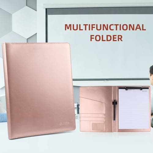 Leather Resume Storage Clipboard Folder Portfolio - GES Clipboard A4 Folder for Business School Office Conference (New Rose Gold) — view 6