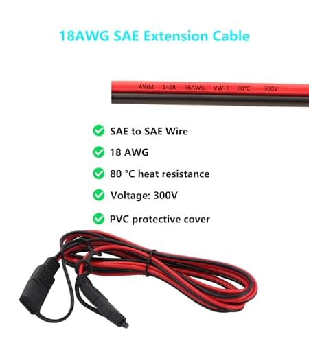 LANMINGLEL 18AWG SAE Extension Cable With Quick Connector Disconnect Plug Wire and Polarity Reverse Adapter for Solar Panel, Automotive, RV, Motorcycle, Cars, Tractor - 6.56FT — view 3