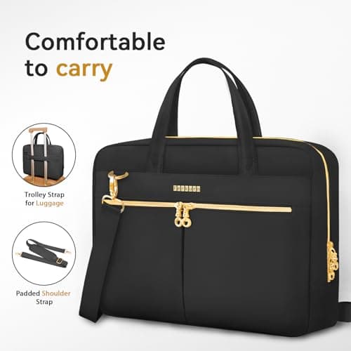 Ferkurn Laptop Bag Case 17 17.3 inch for Women Men Compatible with HP OmniBook Pavillion,Acer Aspire Nitro,IdeaPad,Precision,ASUS Vivobook,MSI,LG, Slim Strap Messenger Briefcase Computer Bag, Black — view 6