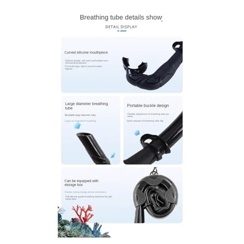Tskcvy Soft Silicone Diving Snorkel, Portable and Foldable Design, Easy to Breathe, Suitable for Free Diving and Swimming,B — view 3