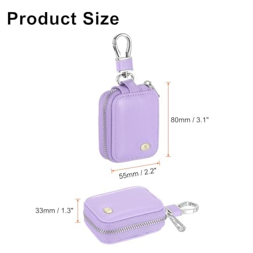 sourcing map Earbuds Cases, Earphone Case Holder, PU Leather Ear Buds Case Zipper Organizer Small with Mesh Pocket for USB Cable, Wireless Wired Earphones, Purple — view 2