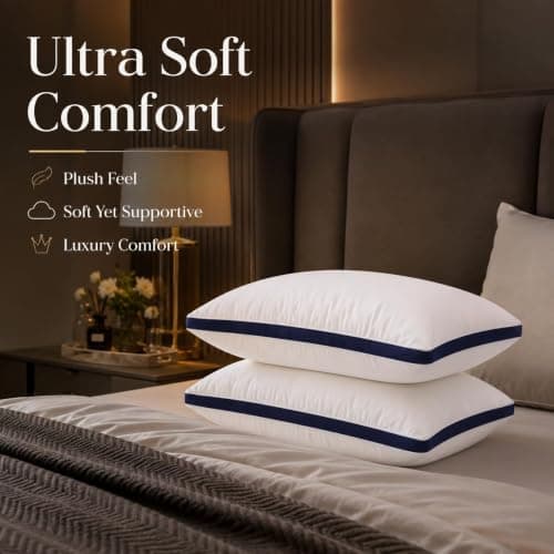 Hotel Quality Pillows 6 Pack Soft Quilted Bed Pillow Side Sleeper, Bounce Back, White Neck Pillow Supportive and Comfortable All Night Long Hypoallergenic Machine Washable — view 3