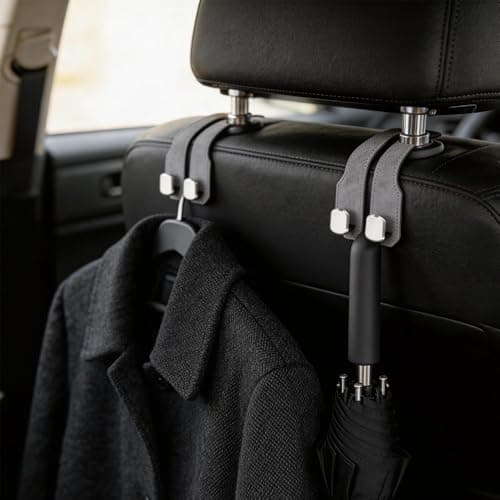 Brown Car Headrest Hooks 2 Pack, Rotating Car Seat Hooks for Bags — view 6