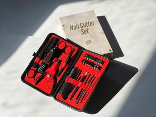 Manicure Set - 18pcs, Nail Cutter Stainless Steel by SARKRIS for Male/Female for Manicure, Grooming Set Stainless Steel Nail Care Tools for Home and Travel (Large) — view 5