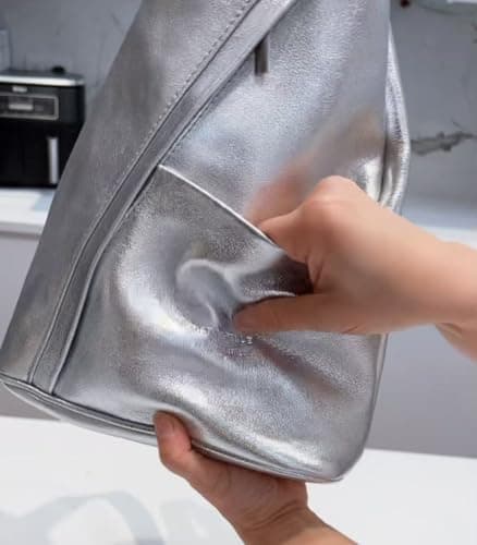 LeahWard Anti-theft Women's Soft Geniune Leather Rucksack Unisex Backpack Bag Handbags For Holiday 244 (Silver) — view 5