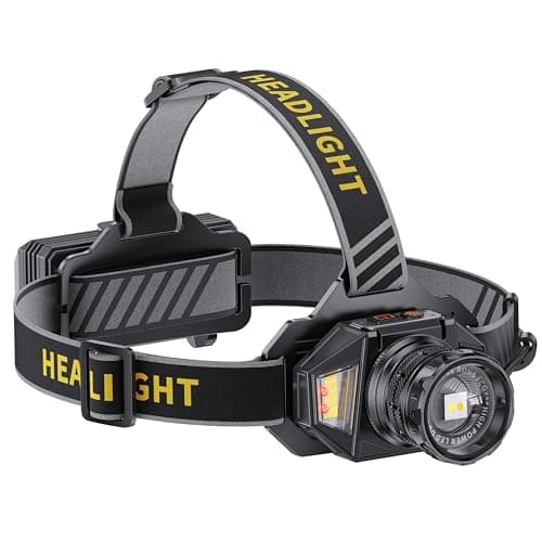 Led head torch rechargeable, 100000 LM Super Bright headtorch with 12 Modes & 30 Hrs+ Runtime & Motion & Zoomable & IPX7 Waterproof, Adjustable Red & Warm Light Headlight for Running, Camping, Fishing