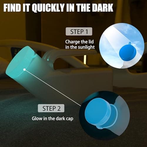 1 Pack Male Urinal Bottle with Glow in The Dark Screw Cap, 1000mL/33oz Spill Proof Plastic Mens Bedpan Bottle for Travel & Urine Collection, Measuring Scale & Easy Grip Handle(Green) — view 5