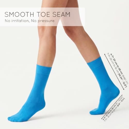 Mysocks Finest Cotton Dress Socks for Men Women - Super Soft Breathable Plain Turquoise Crew Socks for Business Casual Looks Turquoise 7-11 — view 2