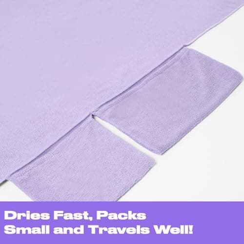 Brentfords Sun Lounger Towels with Pockets, Large Beach Towel in a Bag Sunlounger Holiday Accessories Swimming Pool Quick Dry Sunbed Towel, 215 x 75cm, Purple — view 6