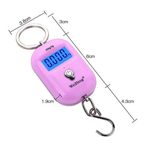 Digital Luggage Scale 25kgx5g Mini Portable Pocket Hook Fish Weight Travel Bag Hanging Scale Balance Fishing Scale Electronic,China,Pink — view 2