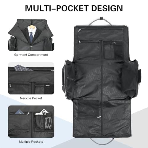 TONRUYN Rolling Garment Bag for Travel Suit Bag with Wheels Handle 55L Carry on Garment Duffle with Shoe Compartment for Men Women 3 in 1 Trolley Convertible Suit Carrier for Business Wedding, Grey — view 5