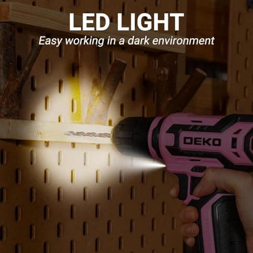 Cordless Drill：DEKOPRO 12V Power Battery Drill Set with Small Electric Drills and 3/8-inch Keyless Chuck with Portable Tool Set Gift Box (Pink) — view 3