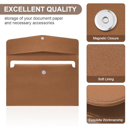 OFFCUP Leather Envelope Documents, 2pcs A4 File Folder, PU Document Bag — view 3