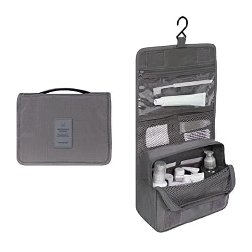 Travel Hanging Toiletry Wash Bag Makeup Cosmetic Organizer Hanging Toiletry Bags for Women, Waterproof Multifunctional Cosmetics Storage Bag for Girls Men (Grey)