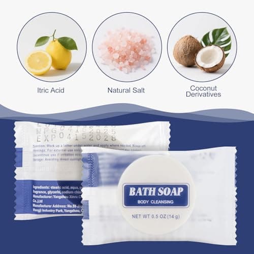 HQSLsund 14.2g Large Travel Size Soap Individually Wrapped Small Face & Body Cleanser Round Soaps Toiletries Amenities for Hotel Guests Shelter — view 3