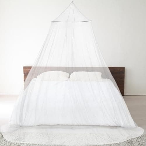 Mosquito Net Dome Tent - White, Single & Double Bed Sizes - Hanging Net for Outdoor & Bedroom Use