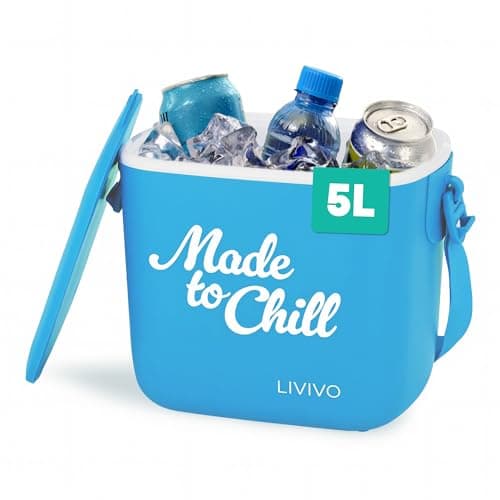 LIVIVO Made to Chill 5L Cool Box – Summer Cooler Box, Small Portable Insulated Ice Box with Strap, Lightweight Hard Cooler for Picnic, Beach, Camping & Travel (Blue)