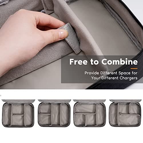 OrgaWise Travel Cable Organiser Bag, 3-Layer Tech Case, Black — view 6