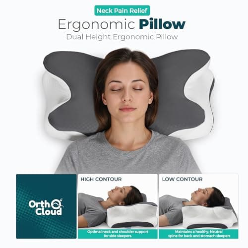 OrthoCloud Orthopedic Pillow for Neck and Shoulder Pain, Cervical Memory Foam Neck Pillow, Back & Front Sleeper, Ergonomic Butterfly Pillows - Free Eye Mask for Deep Sleep — view 6