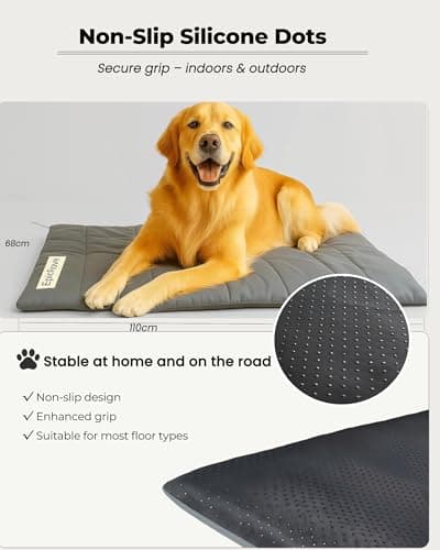 EpicRove Dog Blanket for Travelling Waterproof - Non-Slip Dog Mat 110 x 68 cm, Washable Dog Bed - Outdoor, Travel & Car Boot Comfort Cushion for Dogs & Cats (Grey) — view 2