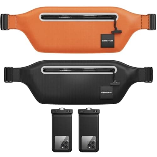 Drench Anti Theft Travel Bum Bag – Orange + Black | 2 Submersible Dry Bags + Floating Phone Cases
